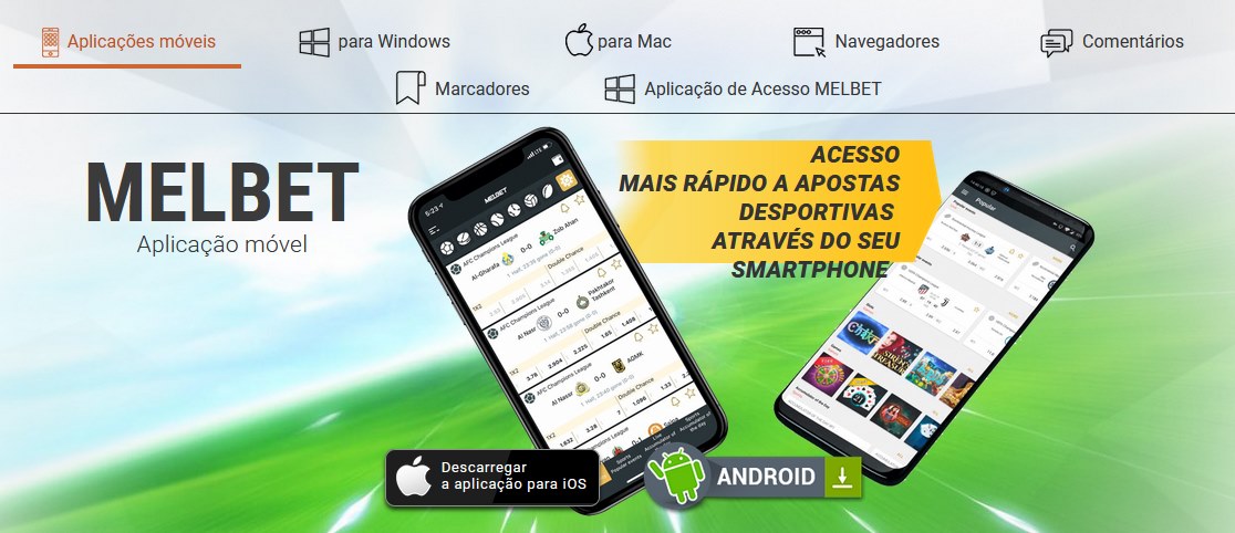 Apresentação das aplicações móveis disponíveis pela Melbet