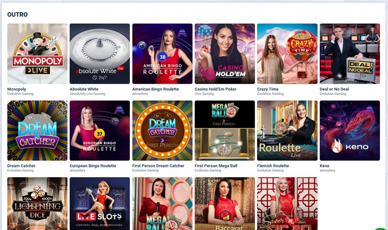 Alguns jogos de TV oferecidos pelo casino
