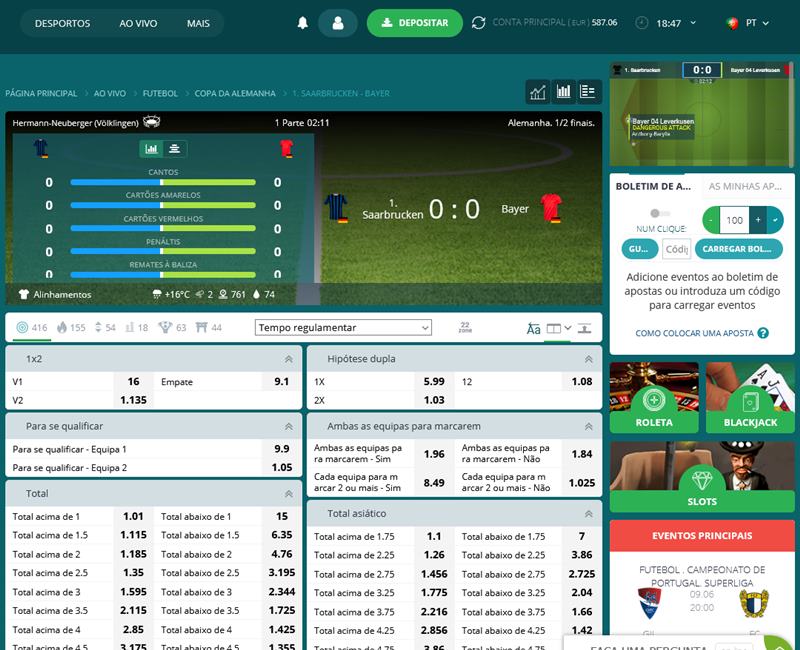 Exemplo da interface durante um jogo de futebol