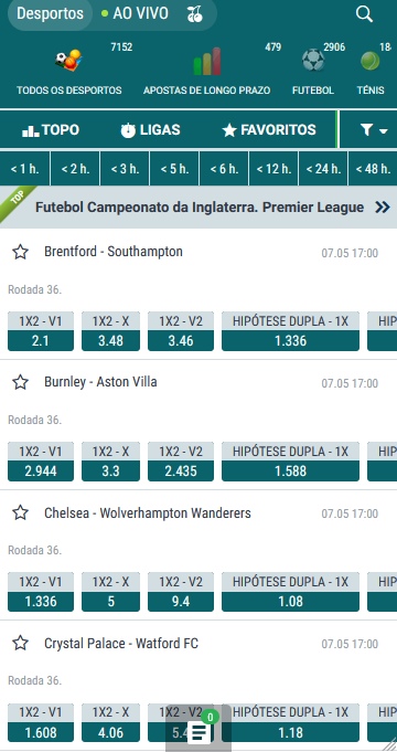 Exemplo de desportos não-SRIJ